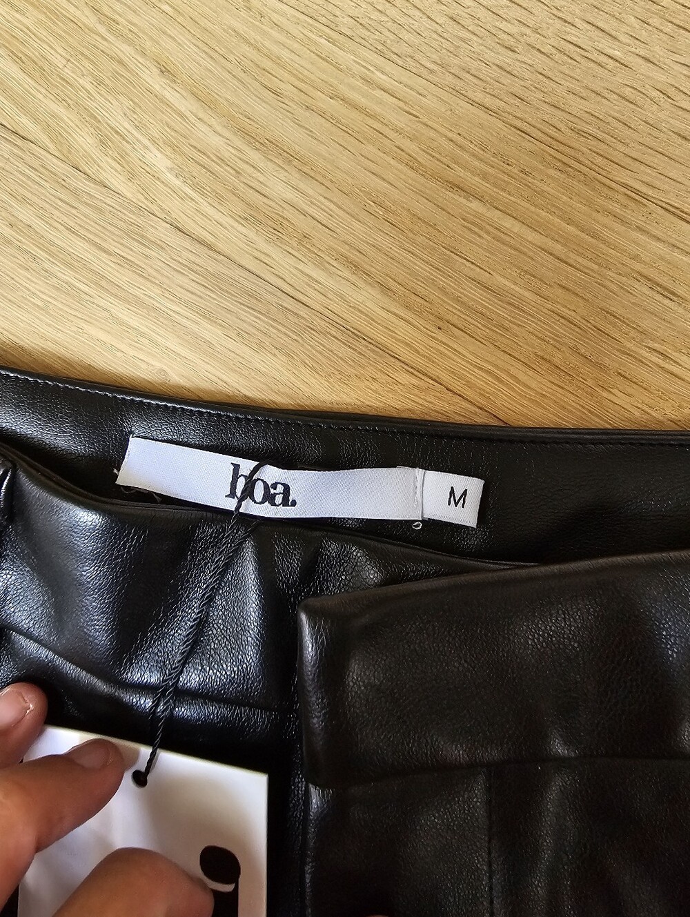 NWT ✨️ BECAUSE OF ALICE || BOA Leather Wide Leg Black Trousers - Picture 11 of 14